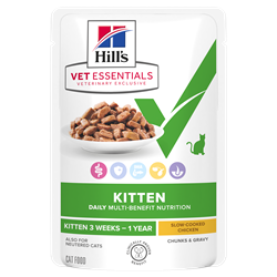 Hill's VET ESSENTIALS MULTI-BENEFIT vådfoder til killinger med slow-cooked kylling 12 x 85 g. 